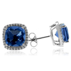 Cushion Cut Blue Topaz Silver Earrings