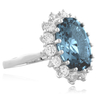 Aquamarine Princess Kate Style Silver Ring