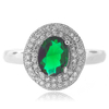 Micro Pave Emerald Sterling Silver Ring