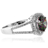 Mystic Topaz Round Cut Sterling Silver Ring