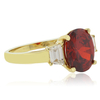 Oval Cut Mexican Fire Cherry Opal Silver Gold Plated Ring