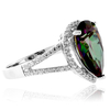 Pear Cut Rainbow Mystic Topaz Silver Ring