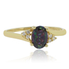 Solitaire Oval Cut Mystic Topaz Sterling Silver Gold Plated Ring