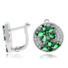 Sterling Silver Micro Pave Emerald Earrings