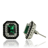 Beautiful Emerald Earrings With Simulated Diamonds