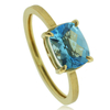 Genuine Blue Topaz Engagement 14k Yellow Gold Ring
