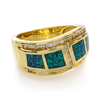 Beautiful Australian and Diamond Opal 14K Gold Ring