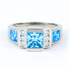 Australian Blue Opal Princess Cut Blue Topaz Ring
