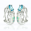 Omega Closure White Opal With Alexandrite .925 Silver Earrings