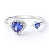 Double Tanzanite Sterling Silver Solitaire Ring Heart Shape