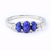 3 Stone Star Sapphire Silver Ring