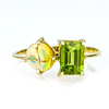 Natural High Quality Mexican Fire Jelly Opal Peridot 14K Gold Ring