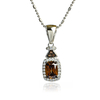 Silver Emerald Cut Chocolate Diamond Set Earrings Pendant