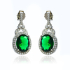 Emerald Sterling Silver 925 Set Push Back Earrings and Pendant