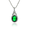 Emerald Sterling Silver 925 Set Push Back Earrings and Pendant