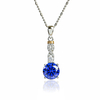 Silver Blue Brilliant Cut Tanzanite Set Earrings Pendant