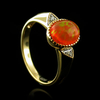 14K Gold Plated Quality Fire Opal Silver Ring