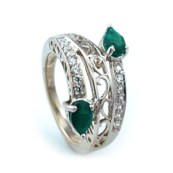Emerald Quartz Silver Ring