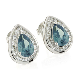 Alexandrite Pear Cut Silver Stud Earrings