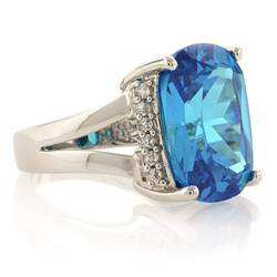 Huge Sterling Silver Blue Topaz Ring