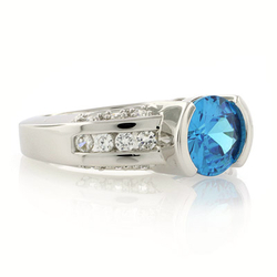 Solitaire Style Sterling Silver Blue Topaz Ring