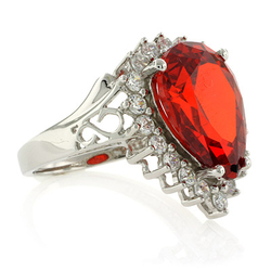 Sterling Silver Pear Cut Fire Cherry Opal Ring