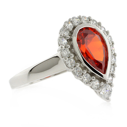 Fire Cherry Opal Silver Ring