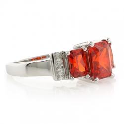 3 Stone Mexican Fire Cherry Opal Silver Ring