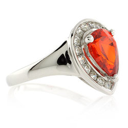 Pear Cut Mexican Fire Cherry Opal Ring