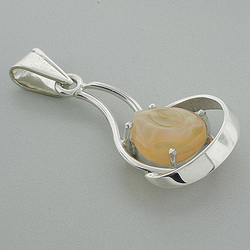 Genuine Mexican Fire Opal Silver Pendant 6 carat