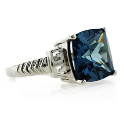 Square Cut Sterling Silver Alexandrite Ring