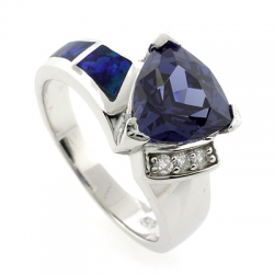 Australian Opal and Tanzanite Ring