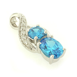 High Quality Blue Topaz Silver Pendant