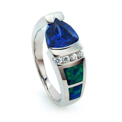 Amazing Opal and Tanzanite Silver Ring