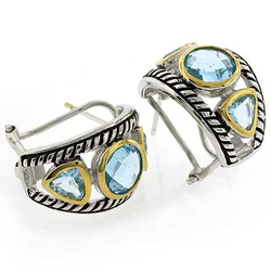 Beautiful Designer Inspired Blue Topaz Sterling Silver Earrings