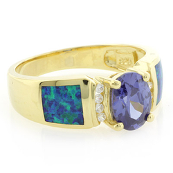 Tanzanite and Inlaid Opal Ring