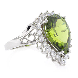 Sterling Silver Peridot Pear Cut Ring