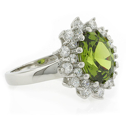 Princess Settings Peridot Silver Ring