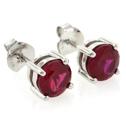 Silver Ruby Stud Earrings