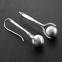 White Ball Silver Earrings