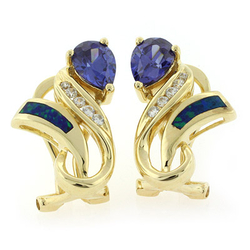 Very Elegant Australian Opal Tanzanite Earrings