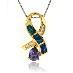 Opal Tanzanite Silver Necklace