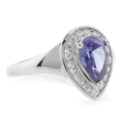 Pear Cut Tanzanite Silver Ring