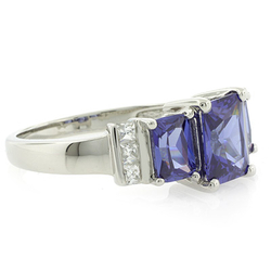 3 Stone Tanzanite Sterling Silver Ring