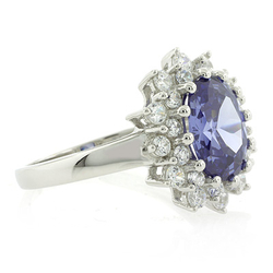 Oval Cut Tanzanite Ring with Sterling Silver