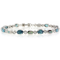 Color Change Alexandrite and White Opal Sterling Silver Bracelet