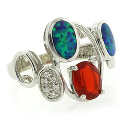 Australian Opal Mexican Genuine Fire Opal Silver Ring