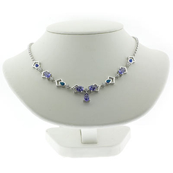 Blue Opal and Tanzanite Silver Necklace