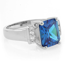 Emerald Cut Blue Topaz Ring