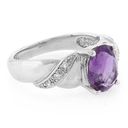 Genuine Amethyst Silver Ring